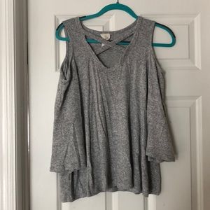 Gray knit crisscross top